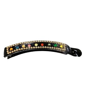 Black hair lip with multi colour crystals